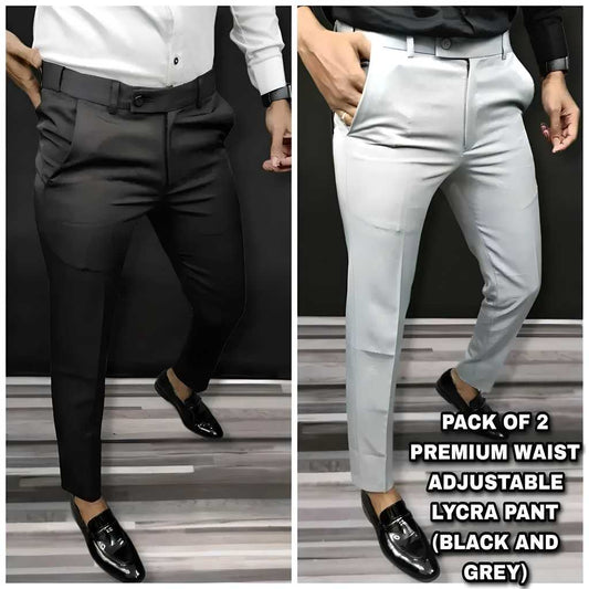 Premium Waist Adjustable Lycra Men's Trouser (Pack of 2) - eazy cart store
