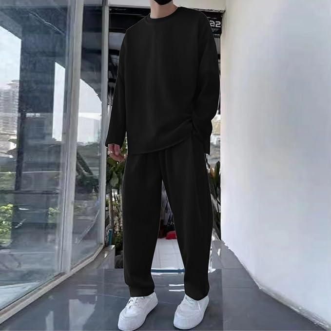 Men's Solid Round Neck Co-ord Set - eazy cart store