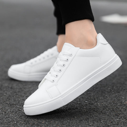 Little white shoes men's Korean version fashionable board shoes trend versatile casual men's plus size soft leather shoes - eazy cart store