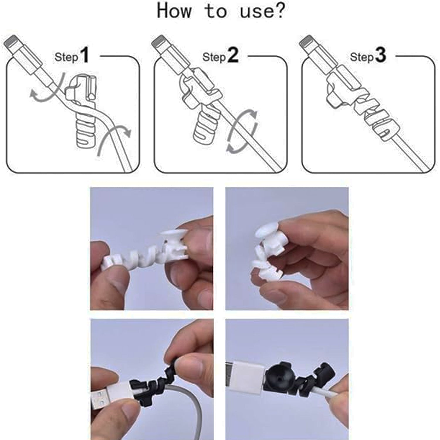 Cable Cord Protector Saver With Suction End (Suction Winder  4 Pcs Set) - eazy cart store