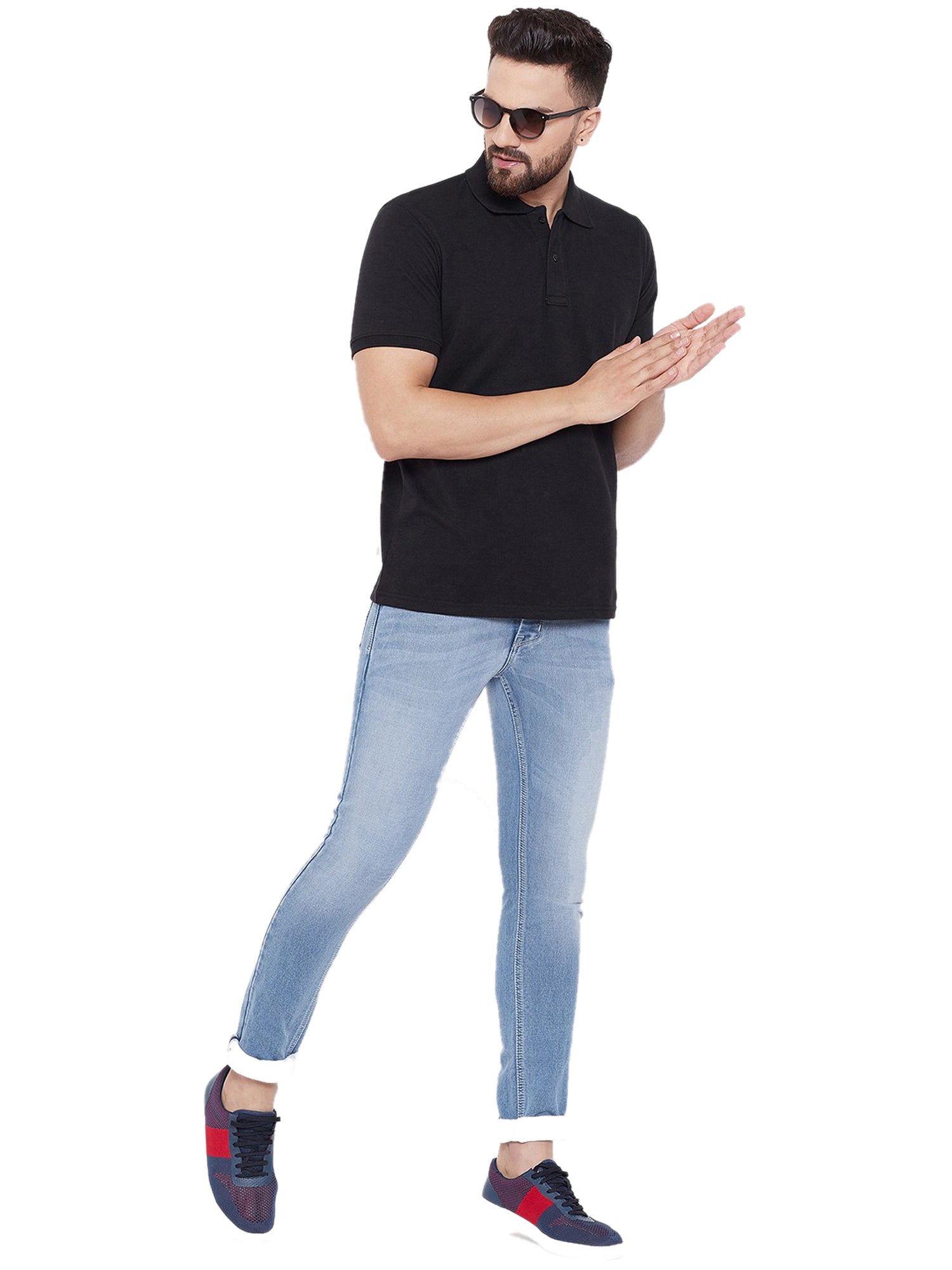 Cotton Blend Solid Half Sleeves Mens Polo Neck T-Shirt (Pack of 4) - eazy cart store