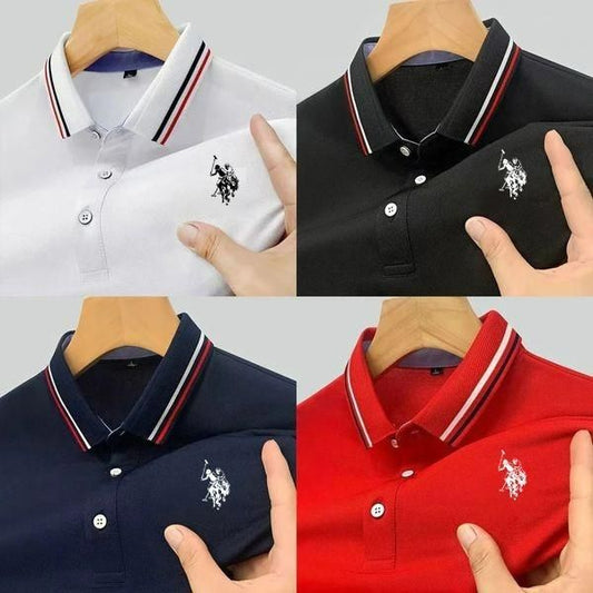 Men's Solid Half Sleeves Polo Neck T-Shirt (Pack of 4) - eazy cart store