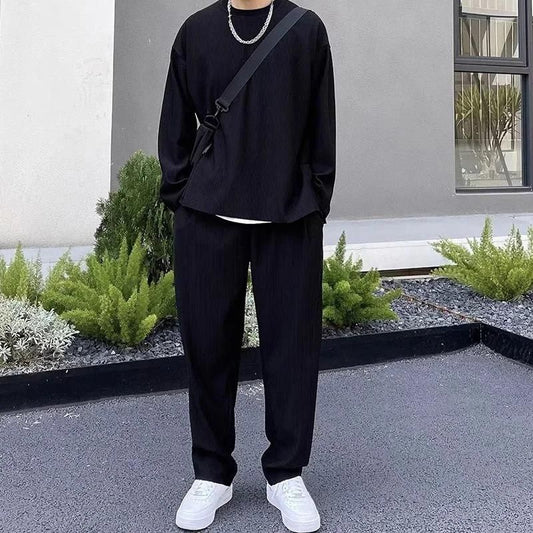 Men's Solid Round Neck Co-ord Set - eazy cart store