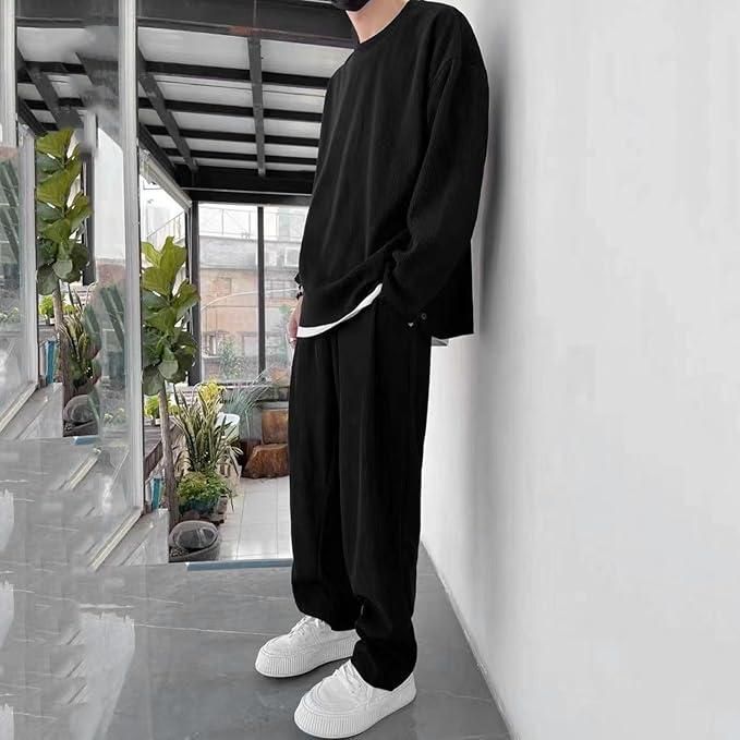 Men's Solid Round Neck Co-ord Set - eazy cart store