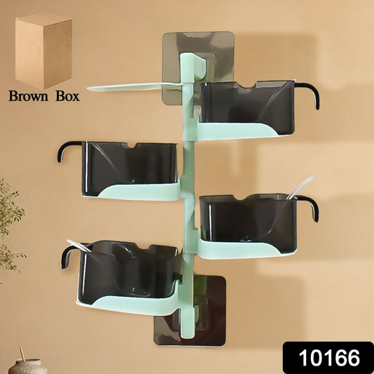 Rotating Spice Jars Vertical Rotatable Seasoning Box 5 Section  Tier With 5 Spoon (1 Set) - eazy cart store