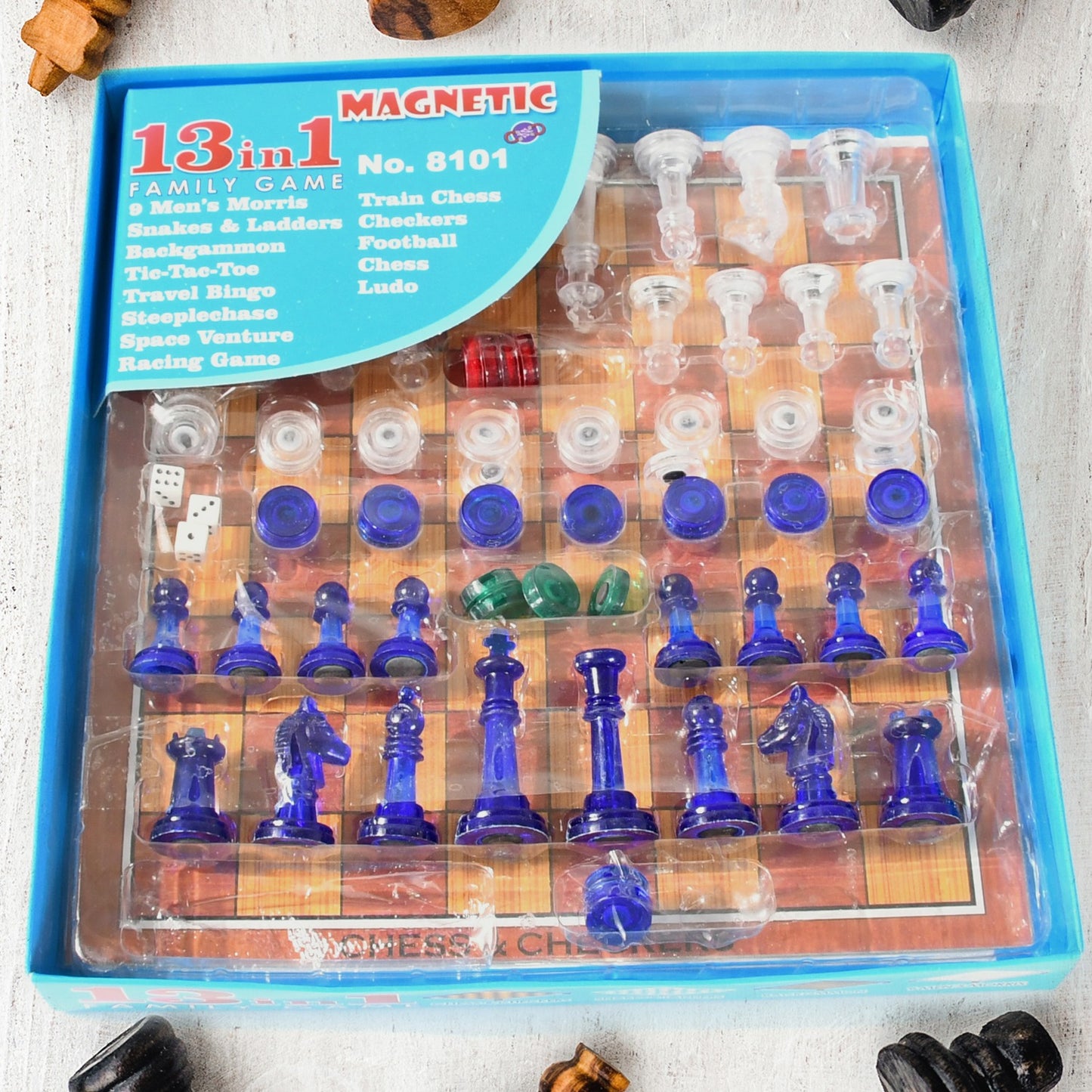 17669 13 In 1 Family Board Game Chess Snakes  Ladders Ludo Tic-tac-toe Checkers Travel Bingo Football Space Venture Steeplechase Set For Kids - eazy cart store