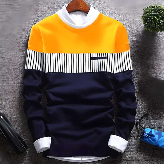 TRYTHIS Cotton Stripes Full Sleeves Round Neck Mens T-Shirt - eazy cart store