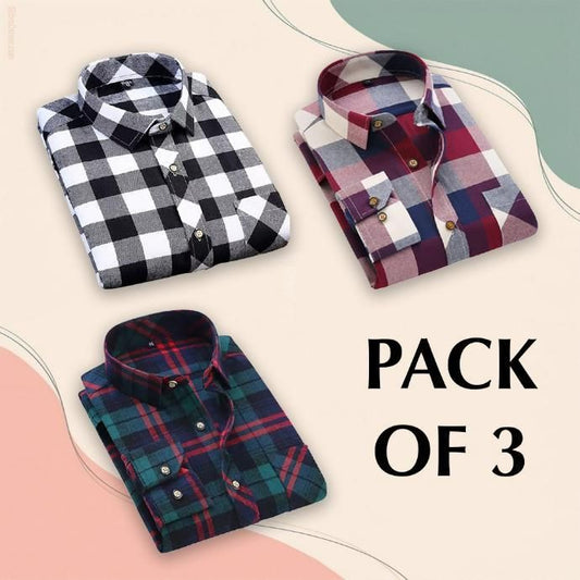 Men's Checkered Casual Shirt Pack of 3 - eazy cart store