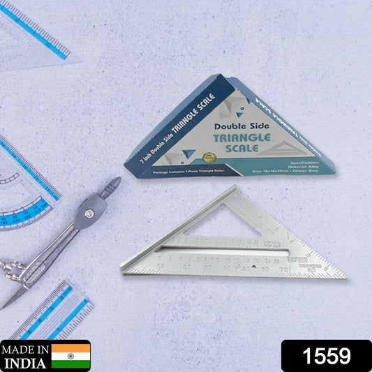1559 Double Side Scale Triangle Measurement Hand Tool 45 Degree Triangle Ruler Home For Industry Aluminum Alloy Rafter Square 7-inch Length - eazy cart store