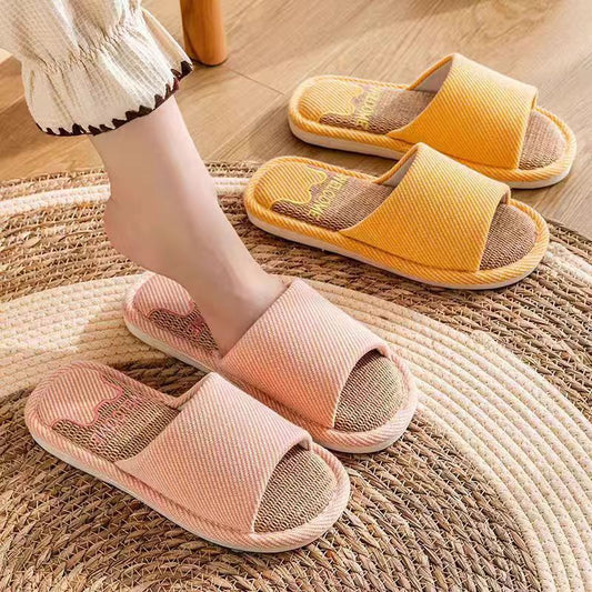 Home Non-slip Cotton And Linen Inside Slippers