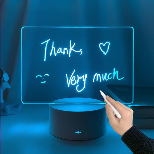 Transparent Luminous Acrylic Note Board 3d Night Light Can Be Erased And Written On The Computer Side Ins Night Light Message Board Memo - eazy cart store