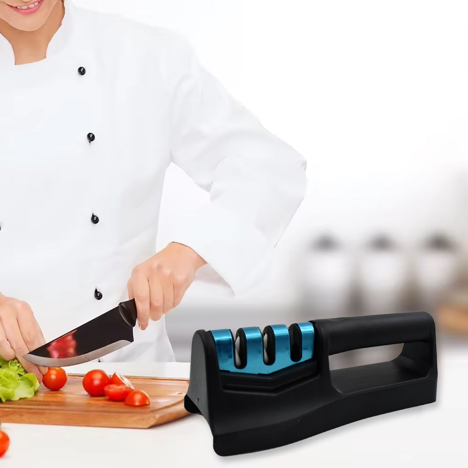 10020 Knife Sharpener For Kitchen  Knife Sharpener With Vegetable Chopper And Fish Scale Remover  Handheld Knives  Pocket Knife Sharpener  Knife Sharpener For Chefs  Serrated Knife (9in1) - eazy cart store