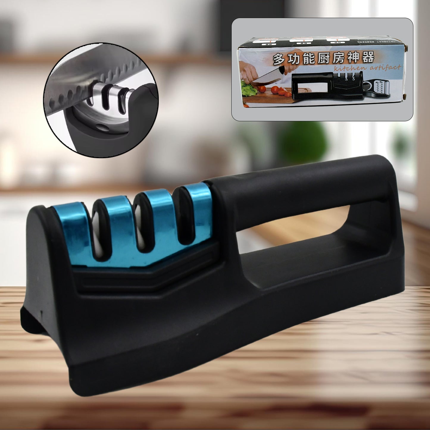 10020 Knife Sharpener For Kitchen  Knife Sharpener With Vegetable Chopper And Fish Scale Remover  Handheld Knives  Pocket Knife Sharpener  Knife Sharpener For Chefs  Serrated Knife (9in1) - eazy cart store