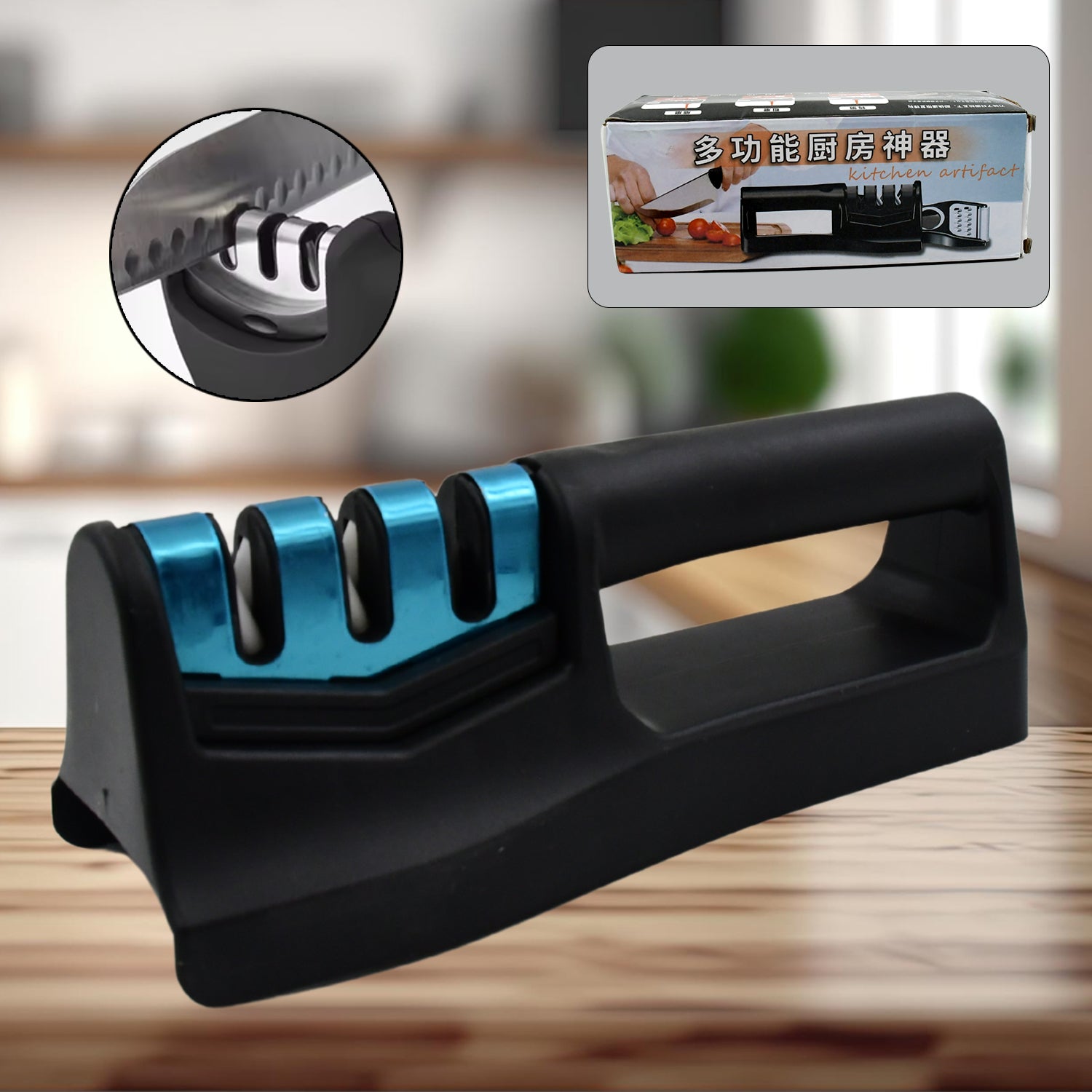 10020 Knife Sharpener For Kitchen  Knife Sharpener With Vegetable Chopper And Fish Scale Remover  Handheld Knives  Pocket Knife Sharpener  Knife Sharpener For Chefs  Serrated Knife (9in1) - eazy cart store