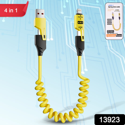 4 In 1 Spring Fast Charging Cable (1 Pc  1.5 Mtr Long) - eazy cart store