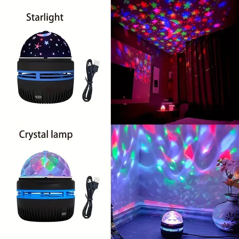 LED Water Pattern Starry Sky Light Remote Control Aurora Projection Light USB Plug-in Magic Ball Stage KTV Hotel Laser Light - eazy cart store