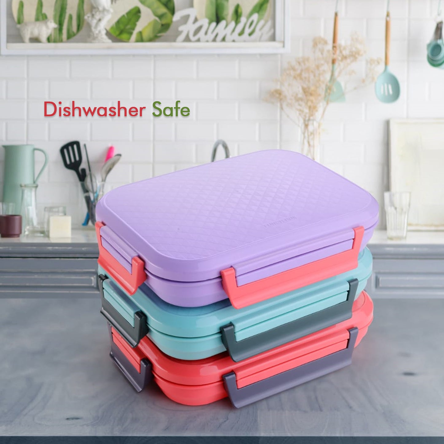 5365 Lunch Box Plastic With Steel Plate Small Lunch Box High Quality Box For Kids School Customized Plastic Lunch Box For Girls  Boy - eazy cart store