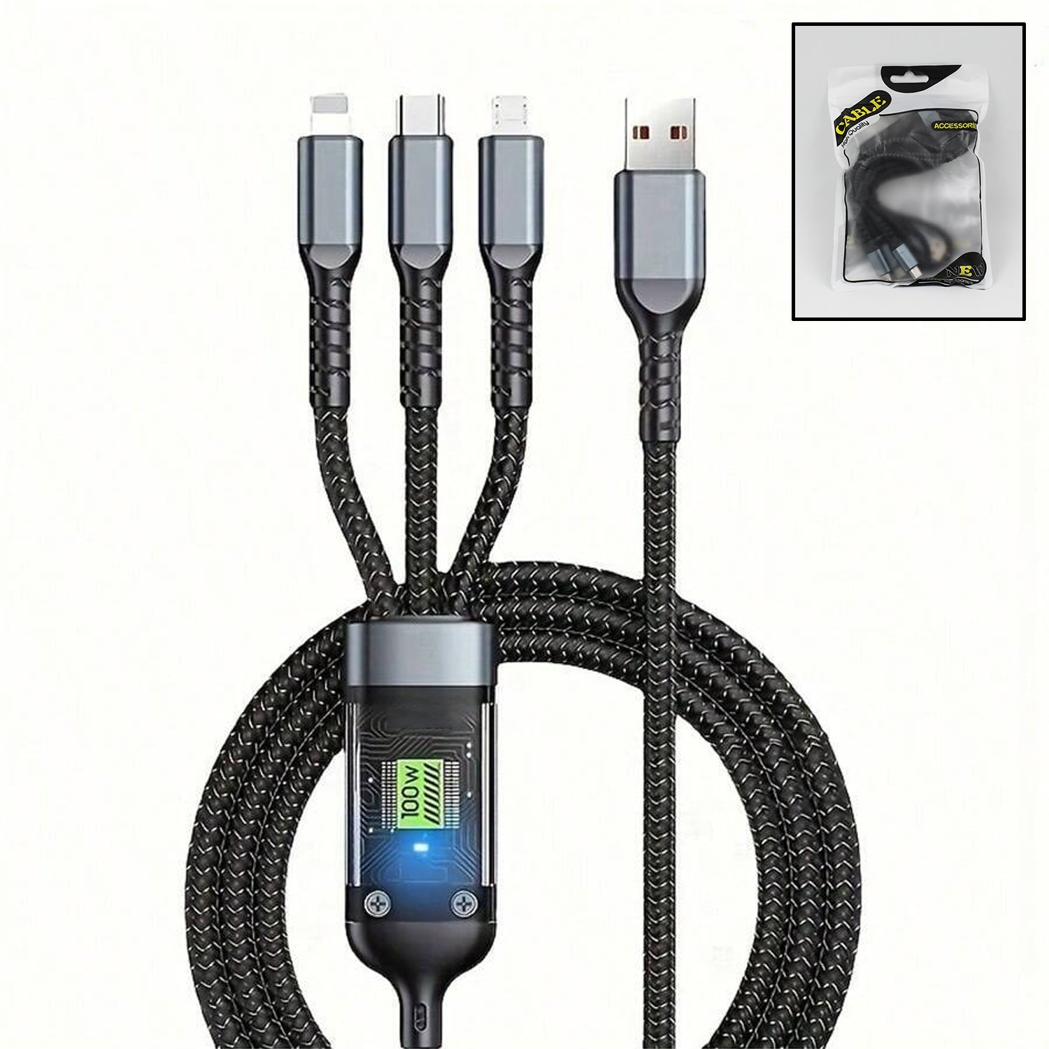 3-in-1 Super Fast Charging Cable 100w - eazy cart store