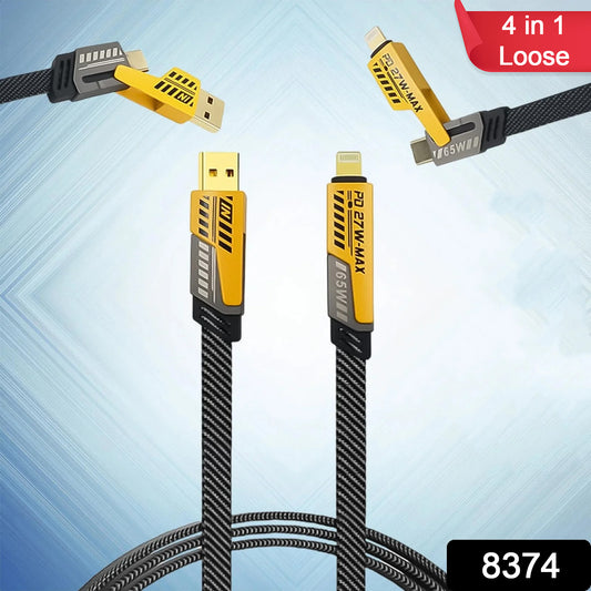 4 In 1 Fast Charging Cable (1 Pc  Loose) - eazy cart store