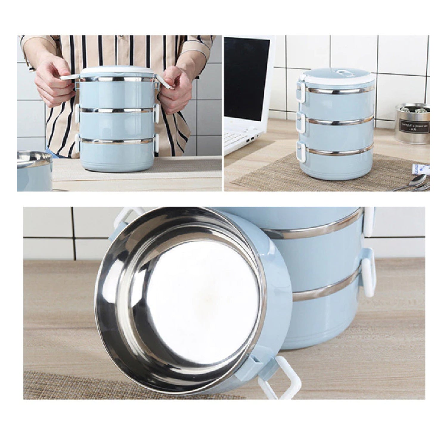 2872 Multi Layer Stainless Steel Hot Lunch Box (3 Layer) - eazy cart store