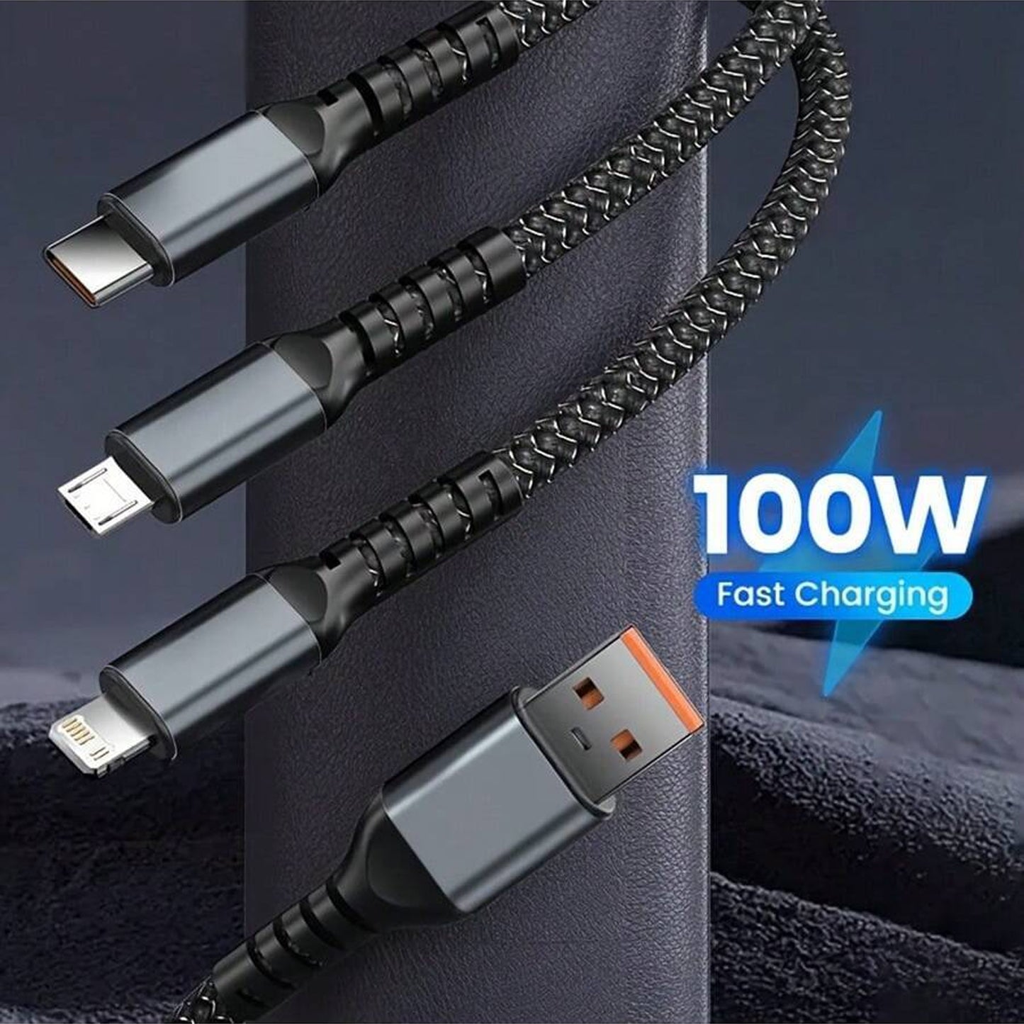 3-in-1 Super Fast Charging Cable 100w - eazy cart store