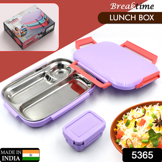 5365 Lunch Box Plastic With Steel Plate Small Lunch Box High Quality Box For Kids School Customized Plastic Lunch Box For Girls  Boy - eazy cart store