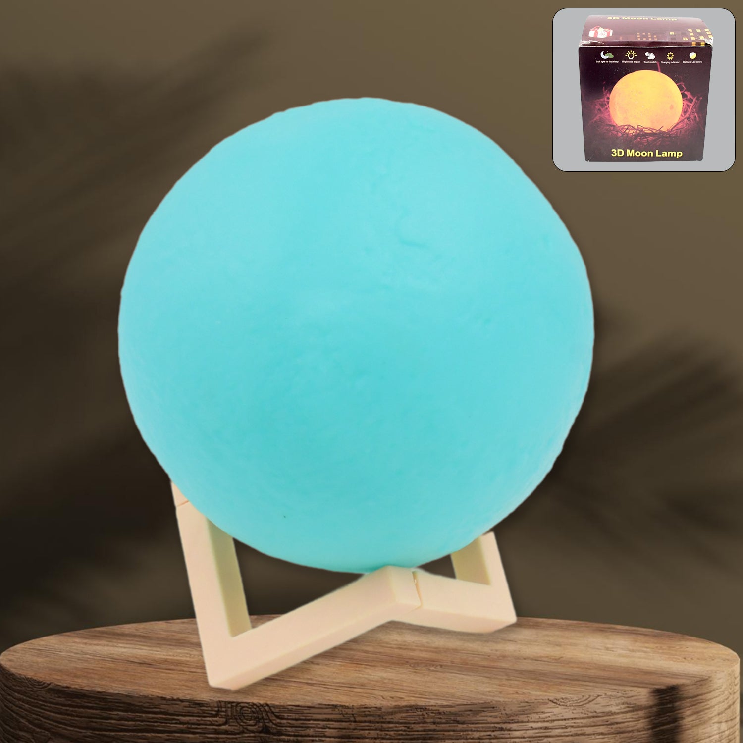 Moon Night Lamp Blue Color With Plastic Stand (15 X12 Cm  1 Pc) - eazy cart store