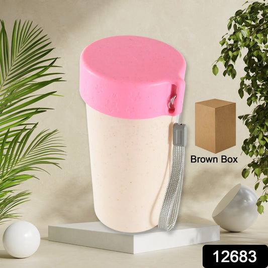 12683 Travel Coffee Cup Portable Water Bottle Wheat Straw Coffee Tea Mug Coffee Mug With Lids For Coffee Tea (300 Ml Approx) - eazy cart store