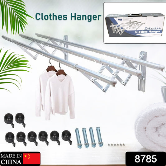 8785 Clothes Rail Rack Clothes Drying Racks Airer Clothes Drying Rack Wall Mounted Clotheshorse Clothes Airer Washing Cloth Line Extendable Fold Towel Rack Bar For Bathroom Indoor Outdoor - eazy cart store
