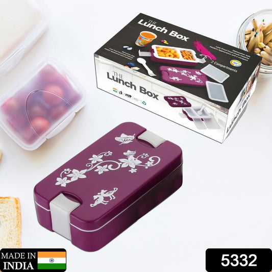 5332 Airtight Lunch Box 2 Compartment Lunch Box Leak Proof Food Grade Material Lunch Box Modern Appearance  Compact Lunch Box With Spoon - eazy cart store