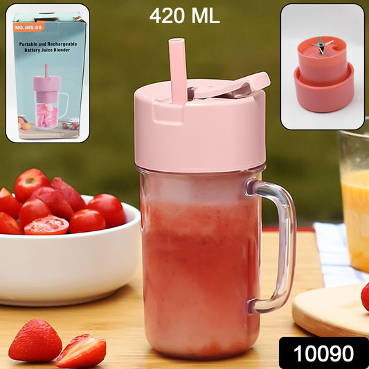 Portable Crusher Juicer With Handle  Straw Usb Rechargeable 6 Blades (420 Ml) - eazy cart store