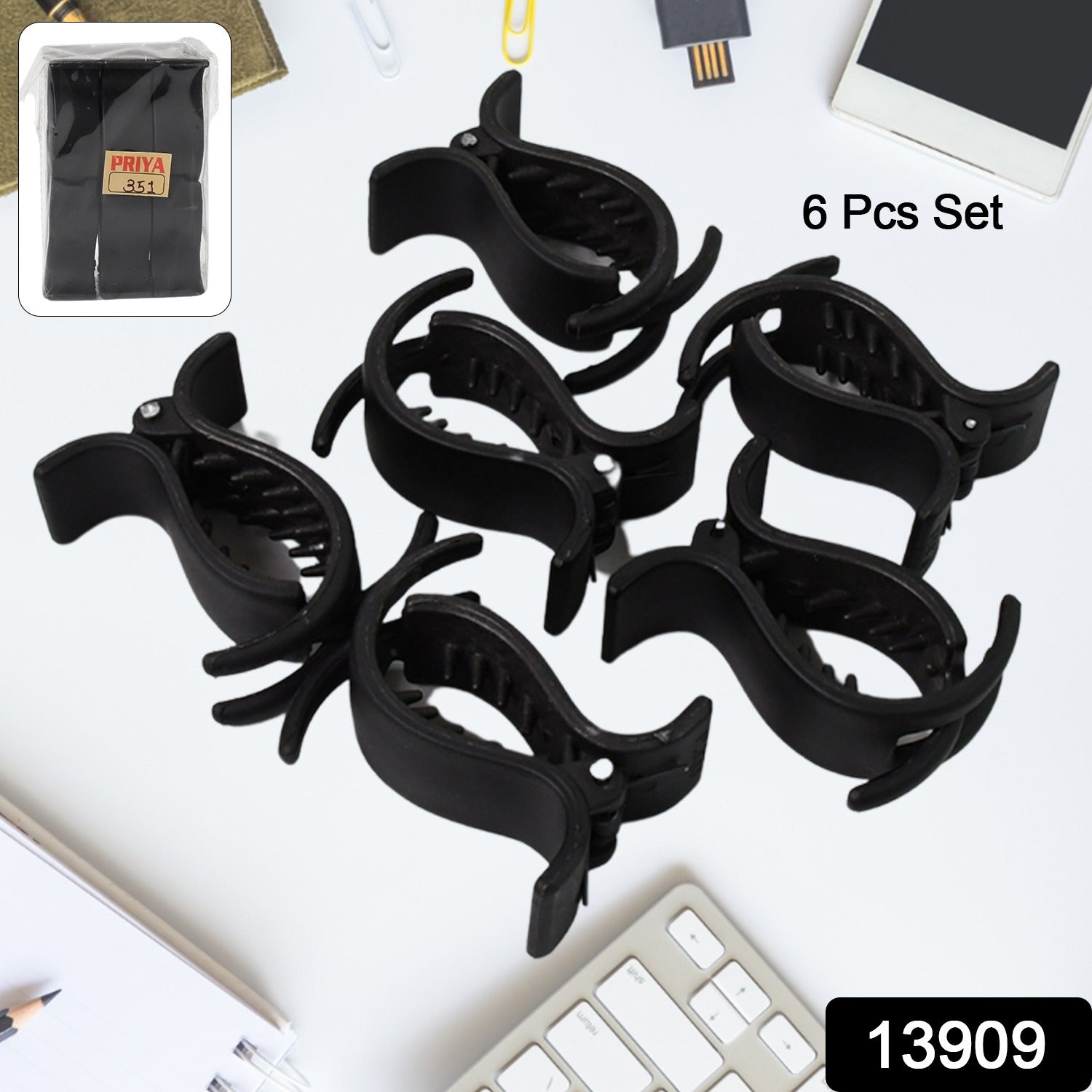 Big Hair Clips For Girls Kids Hair Accessories (6 Pcs Set  Black) - eazy cart store