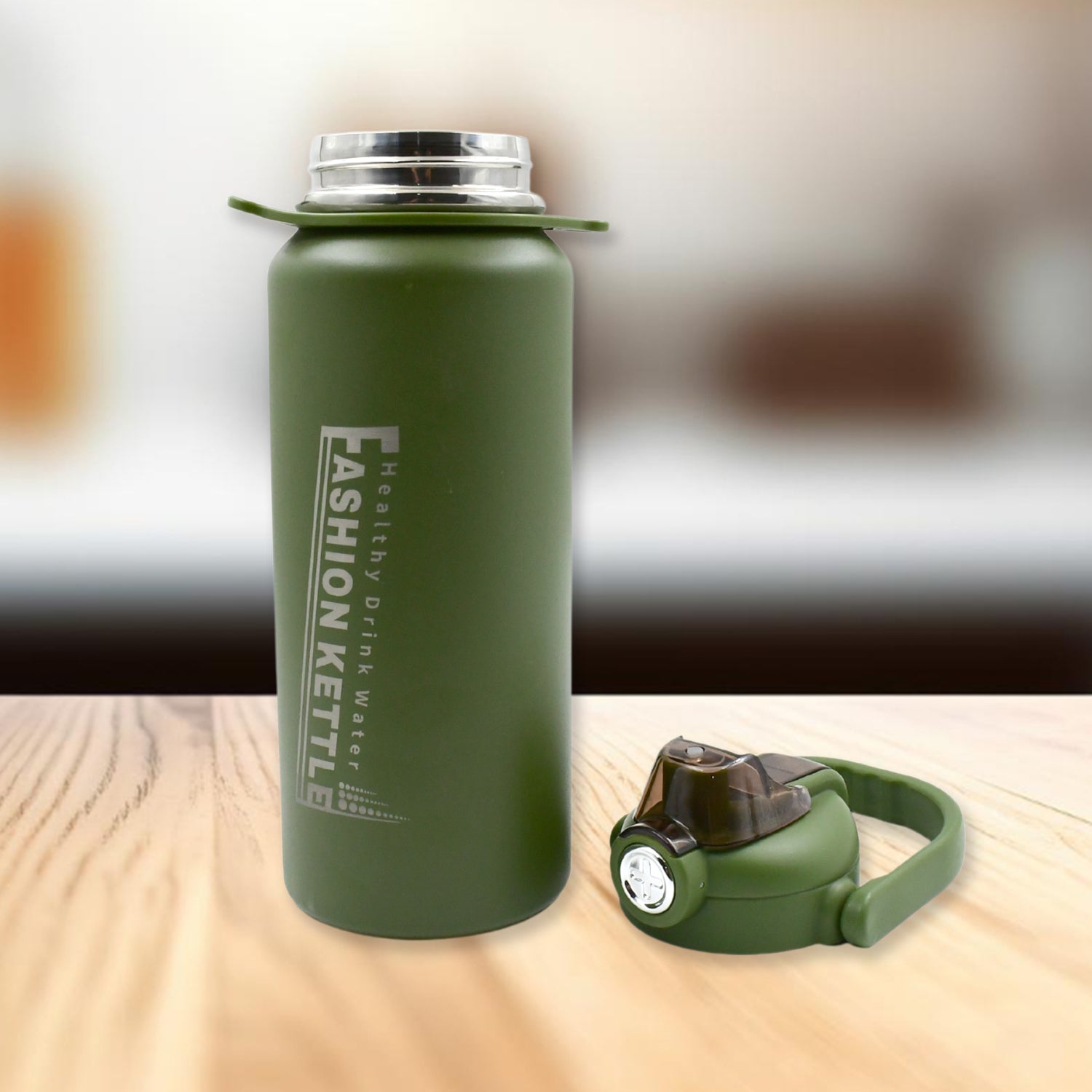 13039 Liter Stainless Steel Water Bottle With Straw Strap  Handle  Vacuum Insulated Thermos Flask Double-walled Coffee Thermos Flask Leak-proof Water Bottle For Sports Fitness Gym (1500ml) - eazy cart store