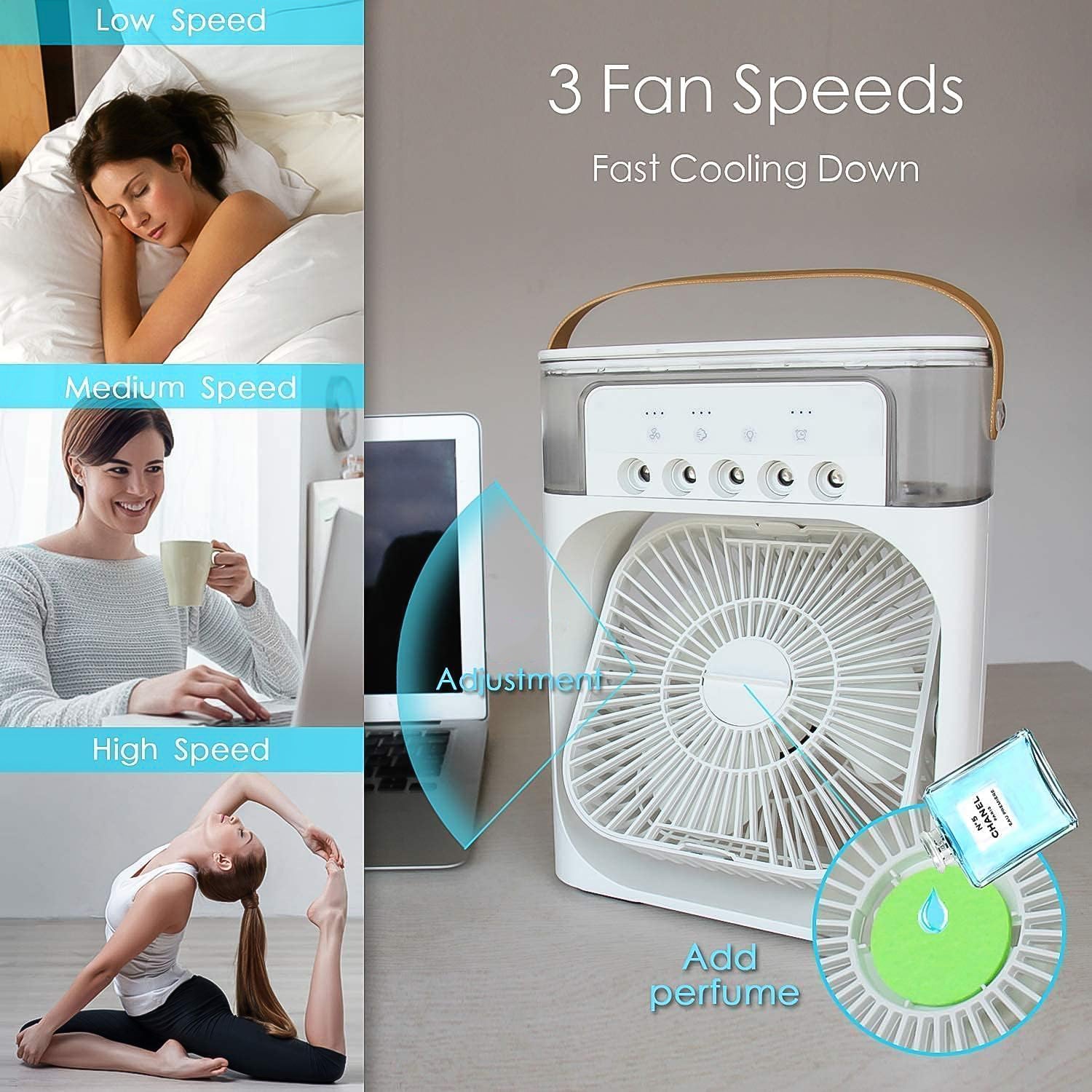 Portable Air Conditioner Fan 7 Color Changing Light (Big  1 Pc) - eazy cart store